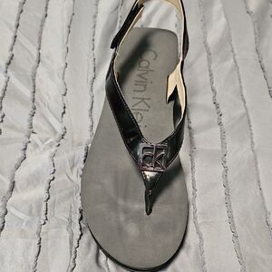 Calvin Klein Black Sandals Sleek Thong Design